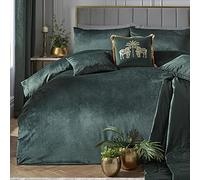 Laurence Llewelyn-Bowen Montrose Juego de Funda de edredón y Funda de Almohada de Terciopelo de Lujo, tamaño King de Color Verde Botella