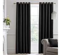 Laurence Llewelyn-Bowen - Montrose - Par de Cortinas Opacas de Terciopelo con Ojales - 46 Pulgadas de Ancho x 54 Pulgadas de caída (117 x 137 cm) en Negro