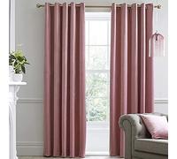 Laurence Llewelyn-Bowen - Montrose - Par de Cortinas Opacas de Terciopelo con Ojales - Rosa - 168 cm de Ancho x 229 cm de Largo