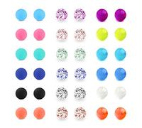 LAURITAMI 36pcs Piercing Lengua Bolas Reemplazo 5mm de Piercing Recambio 14G Plastico Ombligo Varios Estilos Joyas Cuerpo