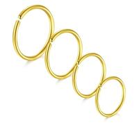 LAURITAMI 4 Piezas Anillo Piercing Nariz 20G Acero Quirúrgico Delgado Anillo Piercing Nariz Set Oro,Anillo Clicker Septo,Joyería Piercing Nariz Labio 6/8/10/12MM