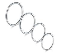 LAURITAMI 4 Piezas Anillo Piercing Nariz 20G Acero Quirúrgico Delgado Anillo Piercing Nariz Set Plata,Anillo Clicker Septo,Joyería Piercing Nariz Labio 6/8/10/12MM