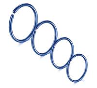 LAURITAMI 4 Piezas Piercing Nariz 20G Acero Quirúrgico Fino Piercing Nariz Azul Set, Septo Clicker Anillo, Labio Oreja Piercing Nariz Joyería 6/8/10/12MM