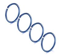 LAURITAMI 4 Piezas Piercing Nariz 22G Acero Quirúrgico Delgado Piercing Nariz Azul Set, Septo Clicker Anillo, Labio Oreja Piercing Nariz Joyería 8MM