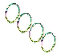 LAURITAMI 4 piezas Piercing Nariz Anillo 22G de acero quirúrgico delgado de la nariz Piercing Anillo de color Set, Septo Clicker Anillo, Labio Oreja Piercing Nariz Joyería 8MM