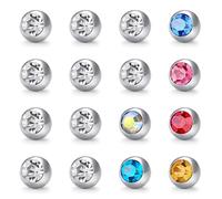 LAURITAMI juego de 21 bolas piercing 14g hilo acero quirurgico bolas piercing recambio 8mm bolas piercing ombligo para piercing nariz labio cejas ombligo lengua
