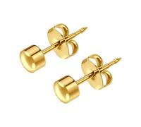 LAURITAMI Pendientes titanio mujer G23 hipoalergénicos | Pendientes antialergicos titanio de 4 mm, para orejas sensibles para mujeres y hombres, sin níquel, lisos / con circonita