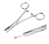 LAURITAMI Pinzas para piercing de 3mm, 4mm y 5mm, herramienta de bola de joyería de agarre, herramienta de piercing de acero inoxidable para ancla dermal con tornillo, pinzas extractoras de bolas