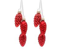 Lauschaer - Adornos para árbol de Navidad (Cristal, 2 Unidades, 3 piñas, 6 cm, Brillante, Mate, Purpurina)