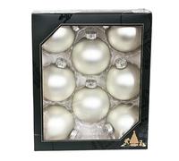 Lauschaer Juego de 8 bolas para árbol de Navidad, bolas de Navidad, bolas de abeto, bolas de cristal de Lauscha, plata - efecto perla, con coronas plateadas, 7 cm.