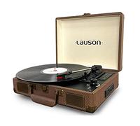 Lauson CL614 Tocadiscos de Vinilo Vintage de 3 velocidades Tocadiscos Bluetooth con Altavoces Integrados con Lector USB/SD, Auto-Stop, Toma de Auriculares, Entrada AUX, Salida RCA Diseño Maleta