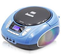 Lauson NXT963 Reproductor CD Portátil Luces LED Multicolor y Radio FM Digital y Pantalla LCD | Lector USB para Reproducir Música MP3 | CD Player con Salida de Auriculares y Altavoces (Azul)
