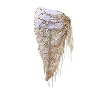 Lauthen.S - Bufanda de cadera para mujer, con borlas de lentejuelas, triangular, triangular, cadena de cintura - Naranja - Talla Única