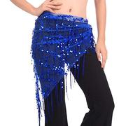 Lauthen.S - Pañuelo para danza del vientre con lentejuelas triangular, cadena de cintura - Multi - Talla Única