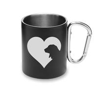 Lauthings Basset Hound Heart Dogs Pets - Taza de metal con asa de mosquetón para camping