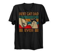 Lauthings Best Cat Dad Ever Funny Fist T-Shirt: ropa de calle de algodón orgánico, Negro, XL