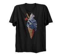 Lauthings Camiseta japonesa con diseño de helados de Kanagawa Hokusai Vaporwave negra, talla: algodón orgánico Streetwear, Negro, S