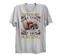 Lauthings Camiseta negra con texto en inglés «This Girl Loves Dirt Track», talla: algodón orgánico, blanco, S