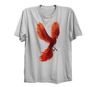 Lauthings Camiseta negra de Phoenix Rising from Ashes, mitología griega, talla: algodón orgánico Streetwear, blanco, XL