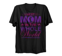 Lauthings Camiseta para el Día de la Madre con la mejor mamá en todo el mundo: ropa de calle de algodón orgánico, Negro, L