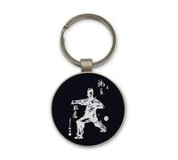 Lauthings Chen Tai Chi - Llavero de arte marcial con perforador de empuje oculto, diseño de círculo de cristal negro, personalizado, llavero de acero