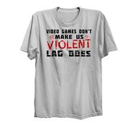 Lauthings Games Don't Make Us Violent Lag Does Funny Video Gamer - Camiseta de algodón orgánico, blanco, 3XL