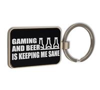 Lauthings Gaming And Beer Is Keeping Me Sane, llavero de cristal negro, llavero personalizado