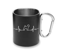Lauthings Heartbeat Smooth Fox Terrier Dog Pet - Taza de metal con mango de mosquetón, taza de camping