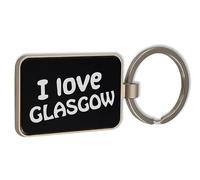 Lauthings I Love Glasgow Travel City Scotland, llavero de cristal negro, llavero personalizado