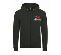 Lauthings I Love Miami City Florida USA - Sudadera unisex con capucha y cremallera, forro polar de alta calidad para hombres y mujeres, Negro, XS