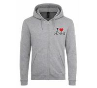 Lauthings I Love Miami City Florida USA - Sudadera unisex con capucha y cremallera, forro polar de alta calidad para hombres y mujeres, gris, 3XL