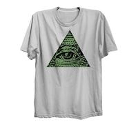 Lauthings Illuminati Pyramid Eye of Horus - Camiseta negra talla: algodón orgánico Streetwear, blanco, L