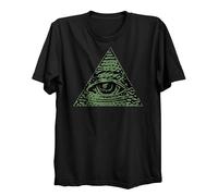 Lauthings Illuminati Pyramid Eye of Horus - Camiseta negra talla: algodón orgánico Streetwear, Negro, L