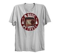 Lauthings in Music We Trust Old School Radio - Camiseta negra, talla: algodón orgánico Streetwear, blanco, XS