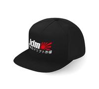 Lauthings JDM Kanji Rising Sun Drift Fullcap Art Flat Bill Snapback Gorra, Negro, Talla única
