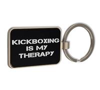 Lauthings Kickboxing Is My Therapy, llavero de cristal negro, llavero personalizado