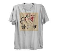Lauthings Kobe City Travel Japan Sakura Kanji - Camiseta negra de algodón orgánico, blanco, XS