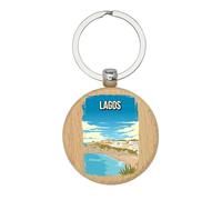 Lauthings Lagos Portugal Coast Travel Destination - Llavero de madera, llavero, etiqueta personalizada para bolsa