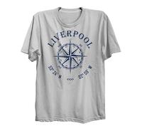 Lauthings Liverpool UK Coordinates Travel Black - Camiseta de algodón orgánico, blanco, XL