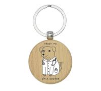 Lauthings Llavero con cita divertida de Trust Me I'm A Dogtor, llavero de madera, llavero, etiqueta personalizada para bolsa