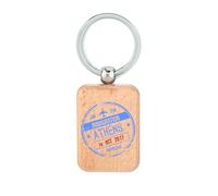Lauthings Llavero de madera con sello de pasaporte de Atenas Grecia, placa de perro, llavero de accesorio
