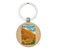 Lauthings Llavero de madera del Parque Nacional Mesa Verde de Colorado de Estados Unidos, llavero de madera, etiqueta personalizada para bolsa
