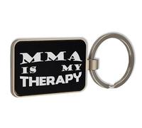 Lauthings MMA Is My Therapy - Llavero de arte marcial mixto, cristal negro, llavero personalizado