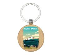 Lauthings Mount RainIer National Park USA - Llavero de madera, llavero, etiqueta personalizada para bolsa