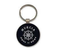 Lauthings Murcia Spain Coordinates Travel City - Llavero de acero con diseño de círculo de cristal negro, personalizado