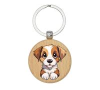 Lauthings Parson Russell Terrier - Llavero de piel de perro para bebé, llavero de madera, llavero, etiqueta personalizada para bolsa