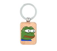 Lauthings Pepe Frog Meme - Llavero de madera con etiqueta de perro, llavero de accesorio