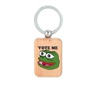 Lauthings Pepe Frog Vote Me - Llavero de madera, placa de perro, llavero accesorio