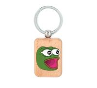 Lauthings Rare Pepe Frog Surprised - Llavero de madera, placa de perro, llavero accesorio