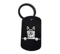 Lauthings Shiba Inu - Llavero de acero con diseño de perro lindo, Negro, Talla única